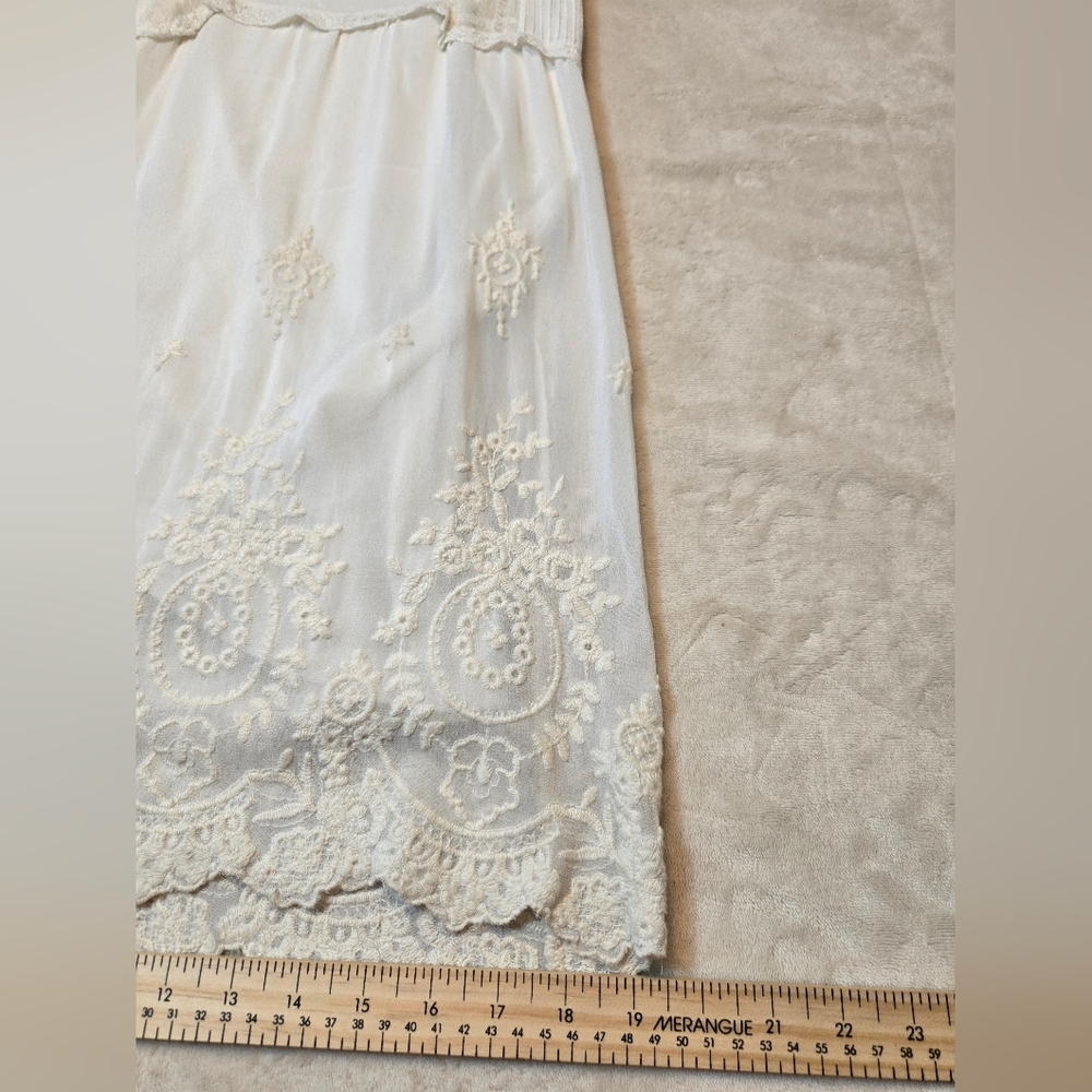 Elegant Whitish Cream Embroidered Dress - Picture 9 of 11